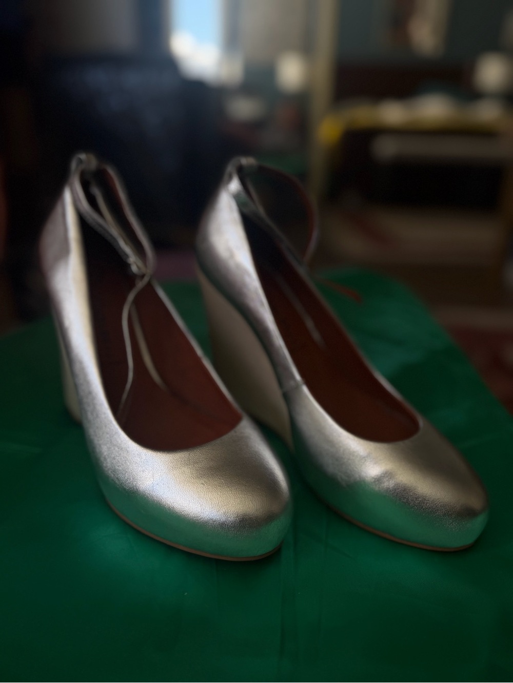 Jeffrey Campbell Metallic Silver Wedge Heels
